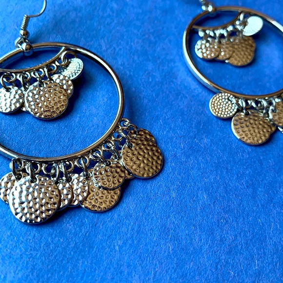 NWOT Dangly Coin Hoop Earrings - Picture 2 of 6